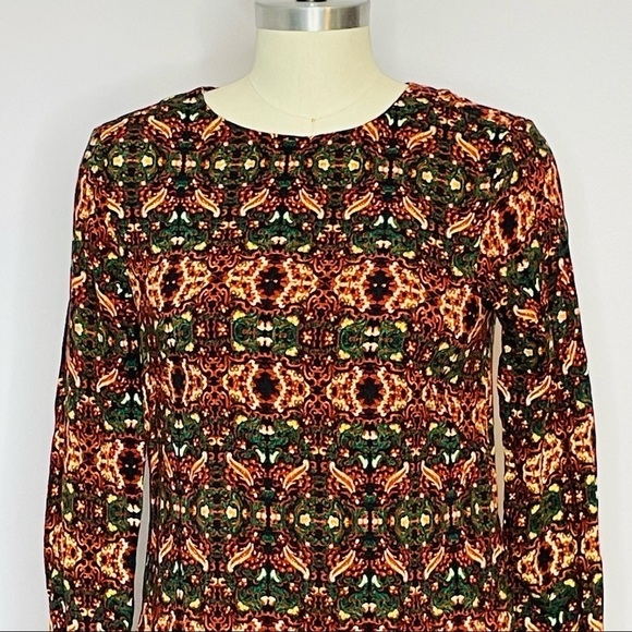 H&M Long Sleeve Boho Festival Multi Keyhole Back Mini Dress- Size 4 - Picture 2 of 10